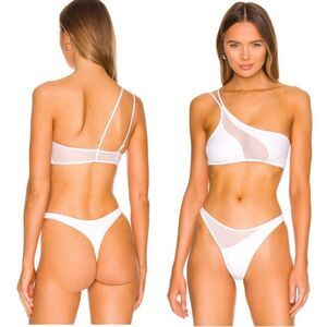 Adam Selman Swim WAVES Sheer Asymmetrical Thong Bikini Bottom